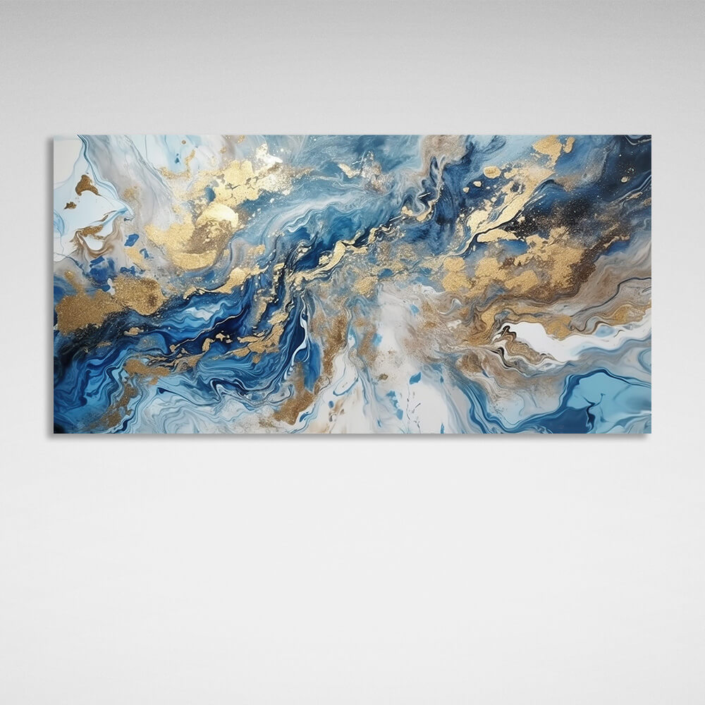 Abstraction divorces blue with gold Abstraction Canvas Wall Art Print