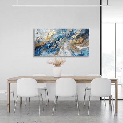 Abstraction divorces blue with gold Abstraction Canvas Wall Art Print