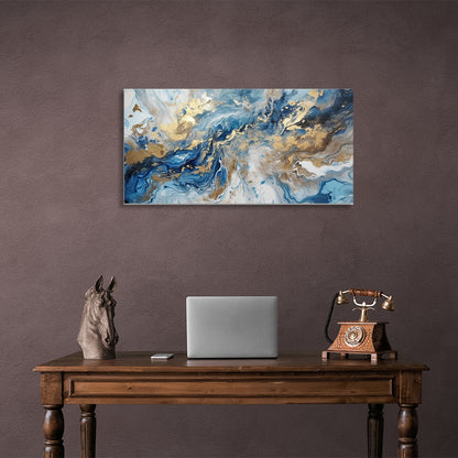 Abstraction divorces blue with gold Abstraction Canvas Wall Art Print