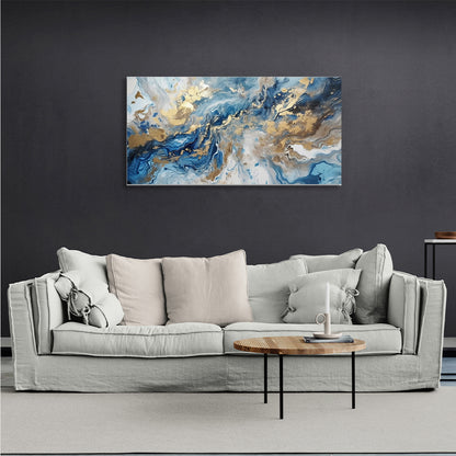 Abstraction divorces blue with gold Abstraction Canvas Wall Art Print