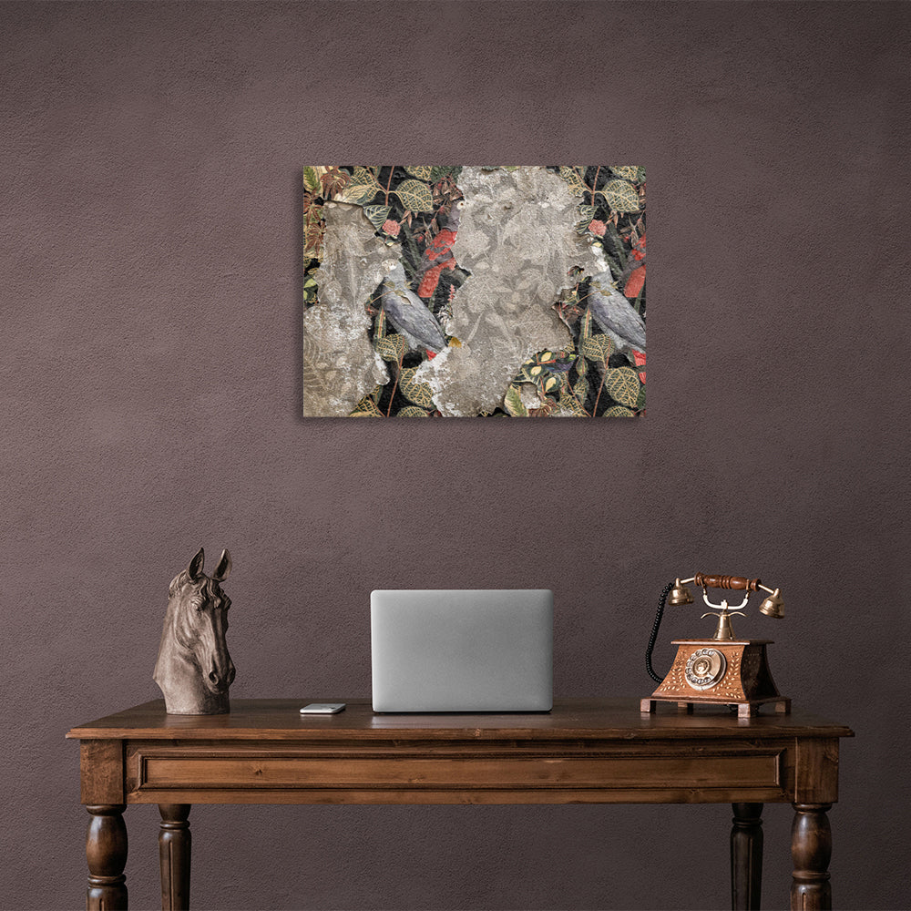 Interior painting on a crumbling wall Canvas Wall Art Print