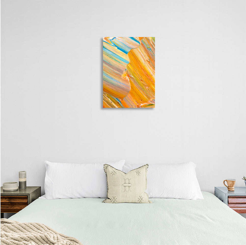 Abstraction yellow-blue with beige Abstraction Canvas Wall Art Print