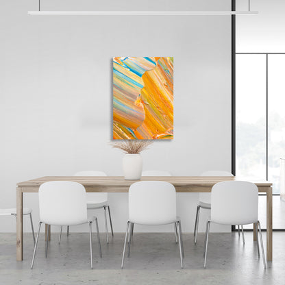 Abstraction yellow-blue with beige Abstraction Canvas Wall Art Print