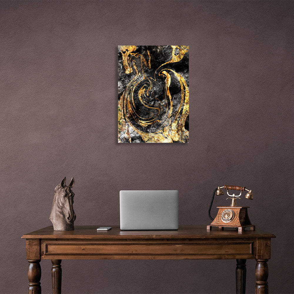 Abstraction grunge with gold flecks Abstraction Canvas Wall Art Print