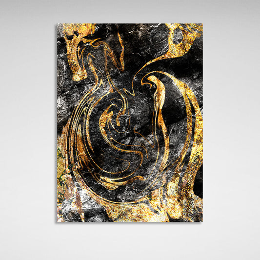 Abstraction grunge with gold flecks Abstraction Canvas Wall Art Print