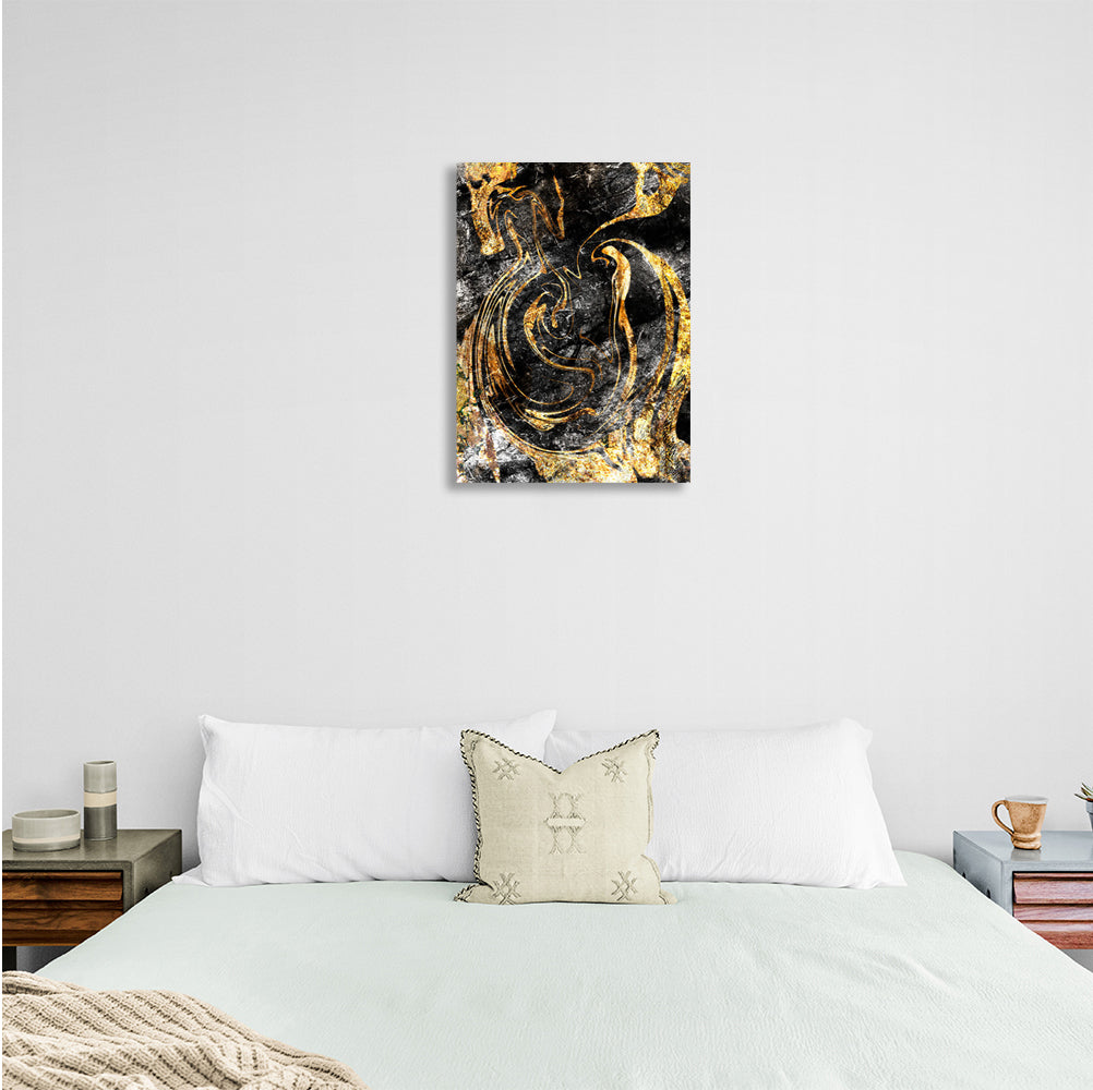 Abstraction grunge with gold flecks Abstraction Canvas Wall Art Print