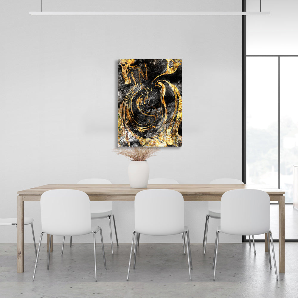 Abstraction grunge with gold flecks Abstraction Canvas Wall Art Print