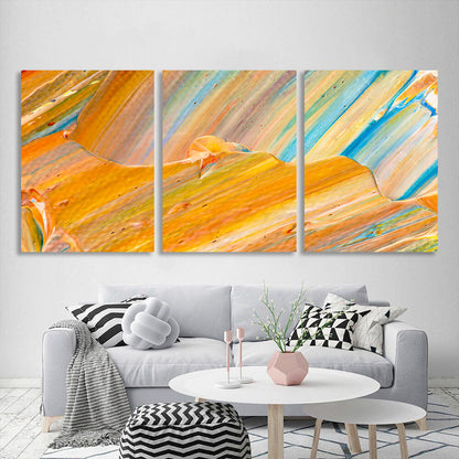 Abstraction yellow-blue with beige Multi Panel Canvas Wall Art Print