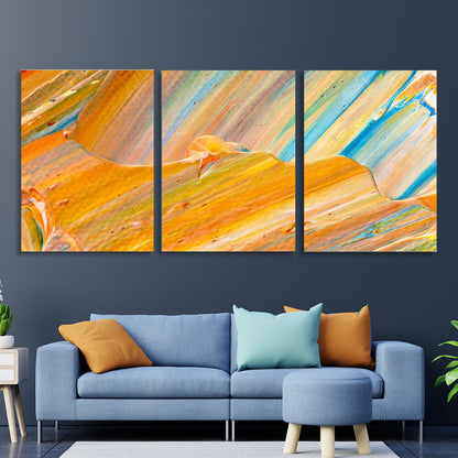 Abstraction yellow-blue with beige Multi Panel Canvas Wall Art Print