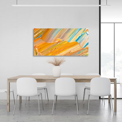 Abstraction yellow-blue divorces with beige Abstraction Canvas Wall Art Print