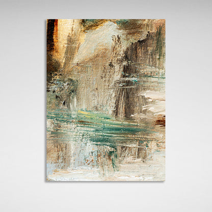 Abstraction grunge beige with gold Abstraction Canvas Wall Art Print