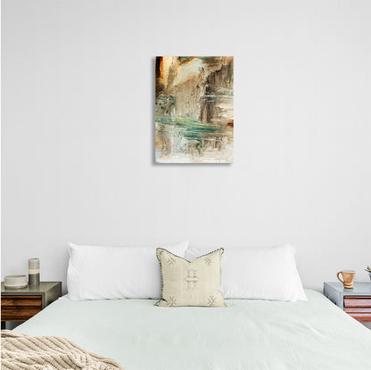 Abstraction grunge beige with gold Abstraction Canvas Wall Art Print