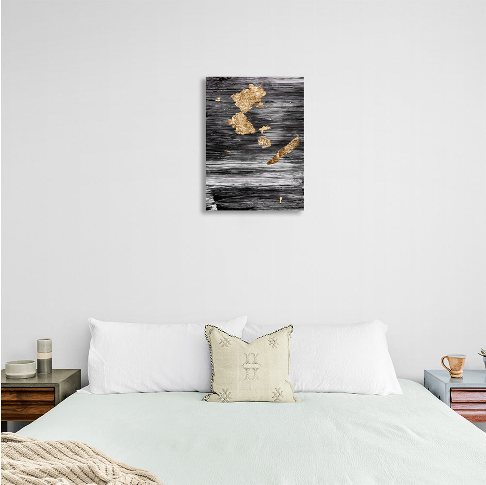 Black and white abstract with gold Abstraction Canvas Wall Art Print