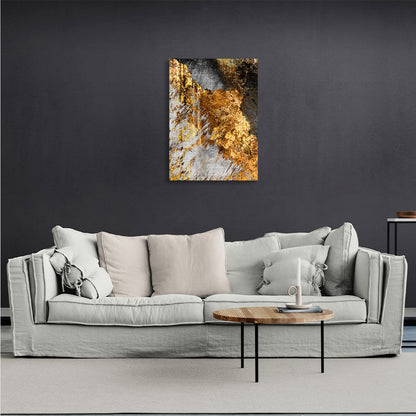 Abstraction grunge with gold black and white Abstraction Canvas Wall Art Print