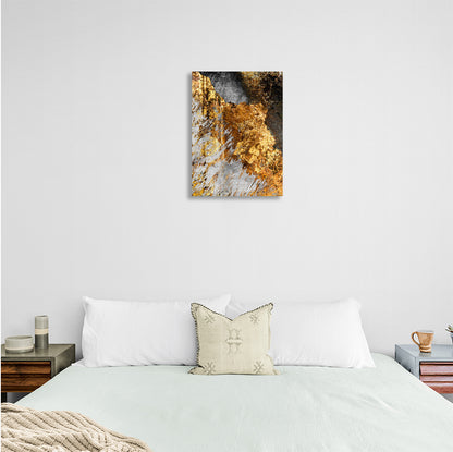 Abstraction grunge with gold black and white Abstraction Canvas Wall Art Print