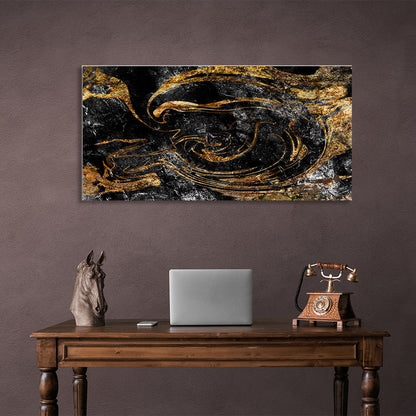 Abstraction black and gold divorces Abstraction Canvas Wall Art Print