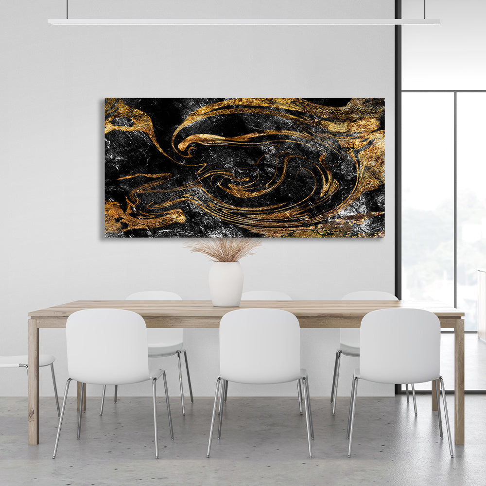 Abstraction black and gold divorces Abstraction Canvas Wall Art Print