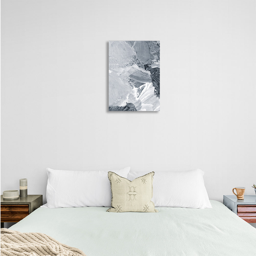 Abstraction gray and white strokes Abstraction Canvas Wall Art Print