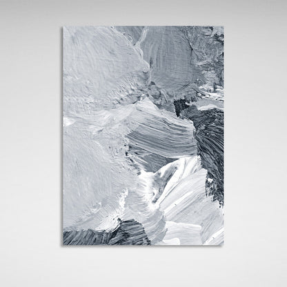 Abstraction gray and white strokes Abstraction Canvas Wall Art Print