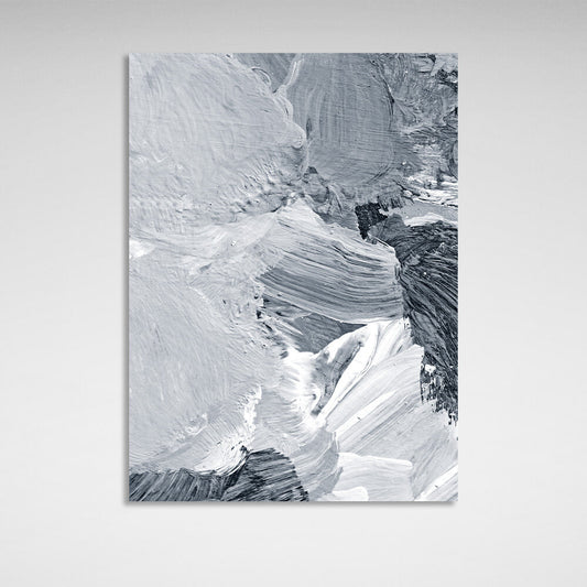 Abstraction gray and white strokes Abstraction Canvas Wall Art Print