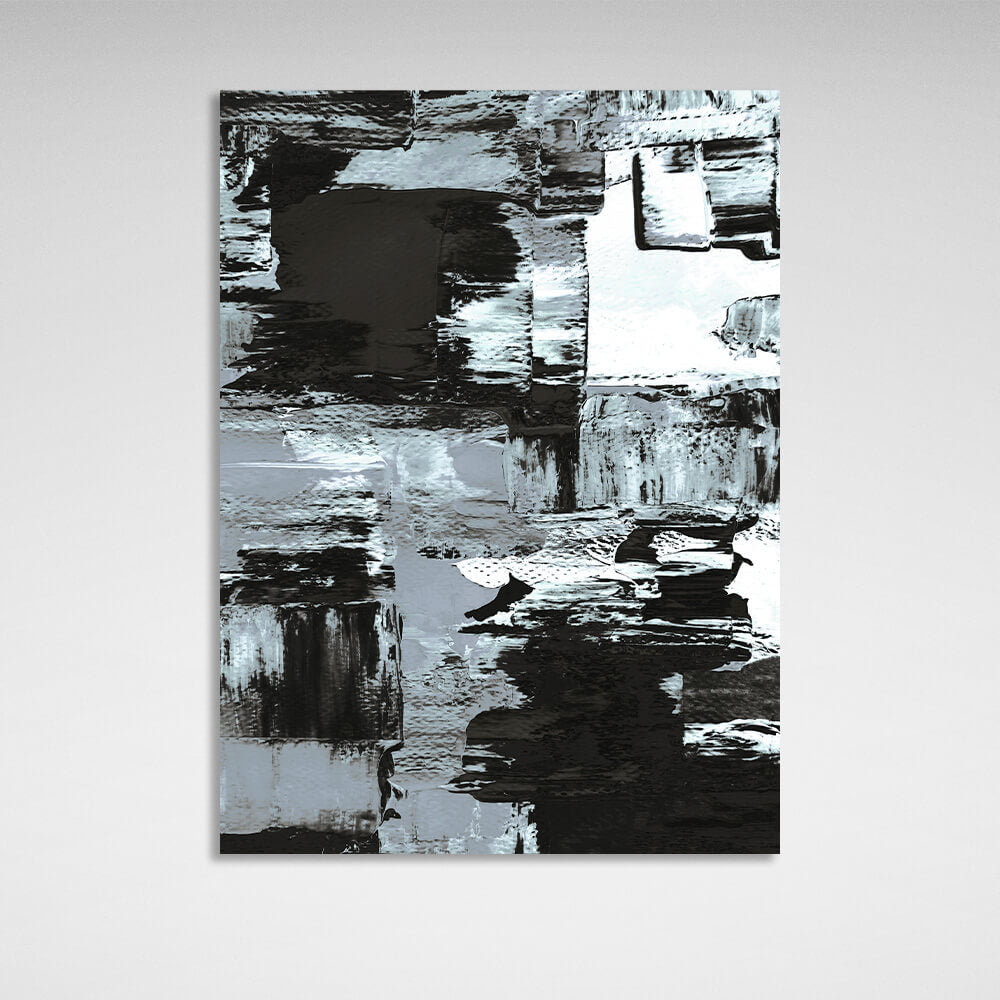 Abstraction vertical black and white strokes Abstraction Canvas Wall Art Print