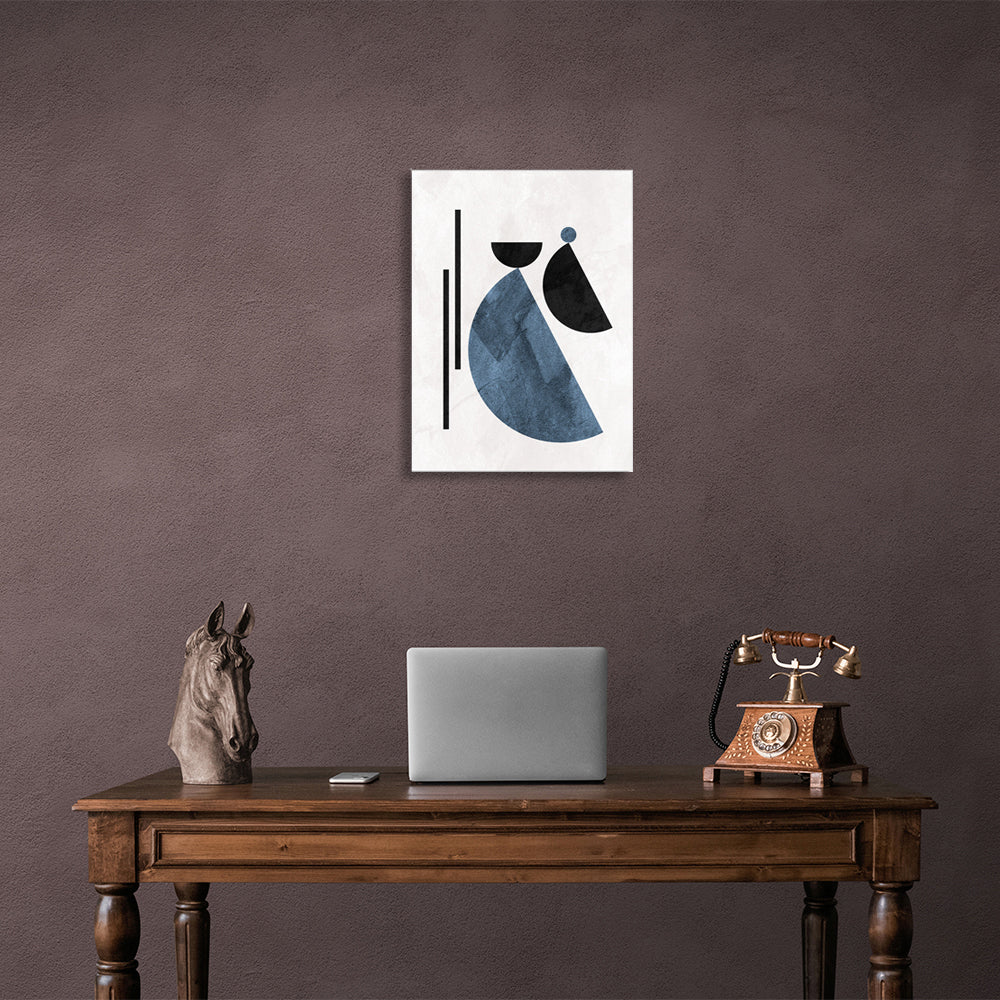 Abstraction geometric black and blue figures Abstraction Canvas Wall Art Print