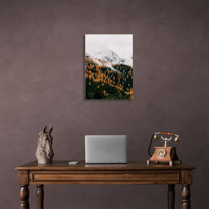 Autumn forest at the foot of the mountain Canvas Wall Art Print