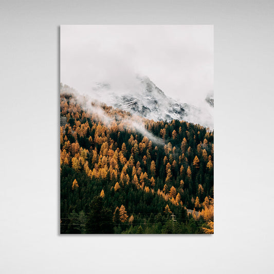 Autumn forest at the foot of the mountain Canvas Wall Art Print