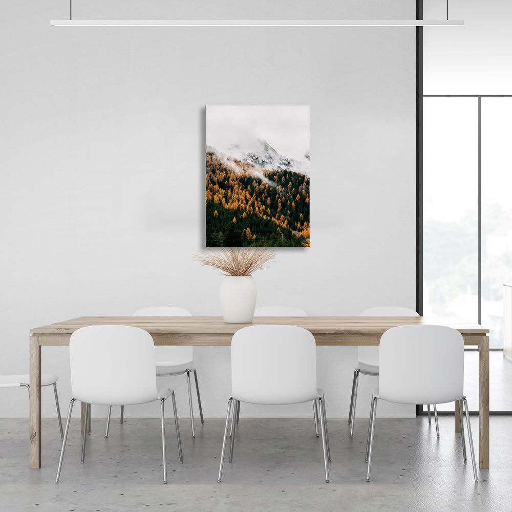 Autumn forest at the foot of the mountain Canvas Wall Art Print