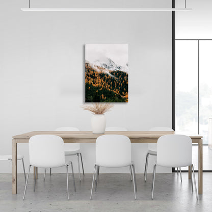 Autumn forest at the foot of the mountain Canvas Wall Art Print