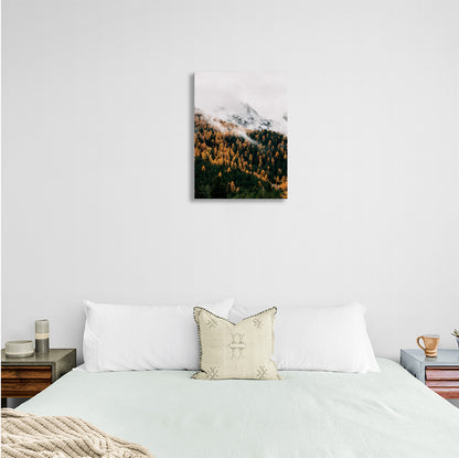 Autumn forest at the foot of the mountain Canvas Wall Art Print