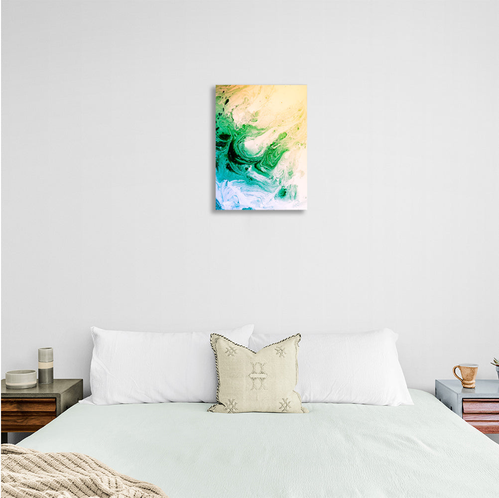 Blue-green abstract on beige Abstraction Canvas Wall Art Print