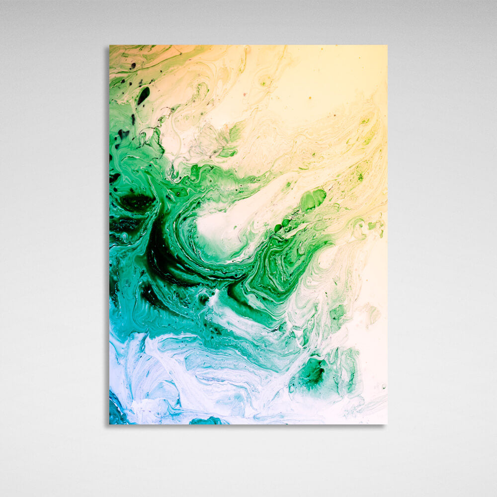 Blue-green abstract on beige Abstraction Canvas Wall Art Print