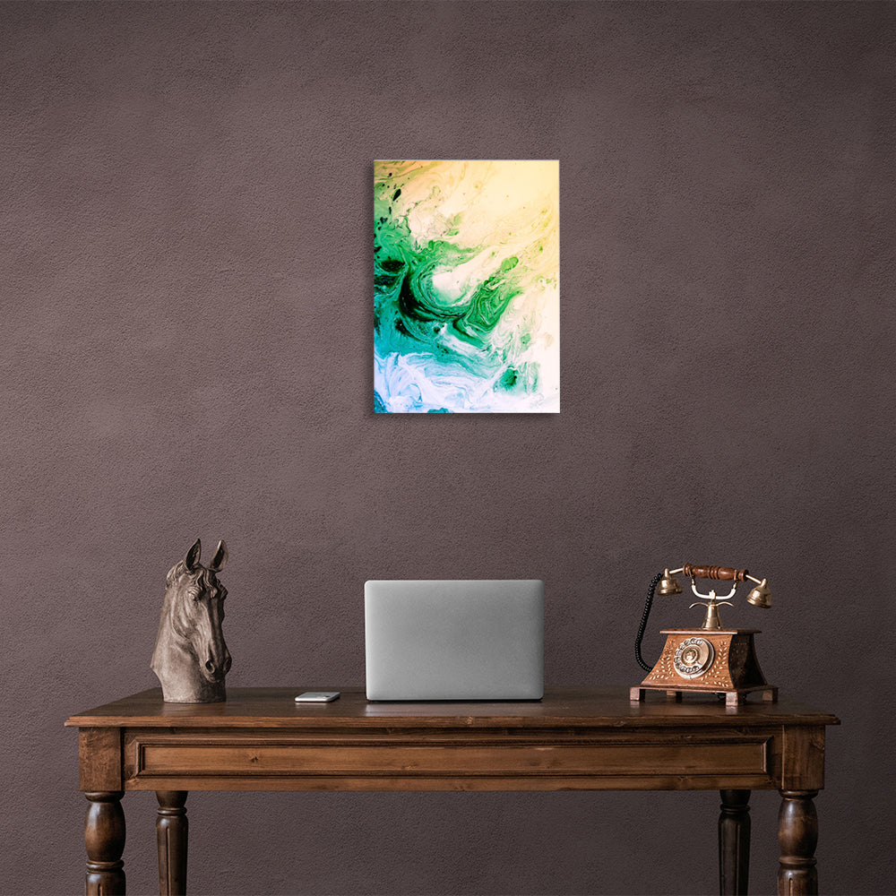 Blue-green abstract on beige Abstraction Canvas Wall Art Print