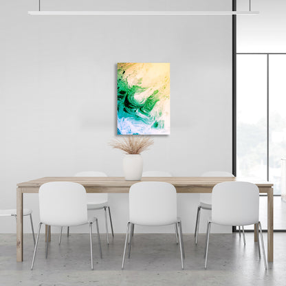 Blue-green abstract on beige Abstraction Canvas Wall Art Print