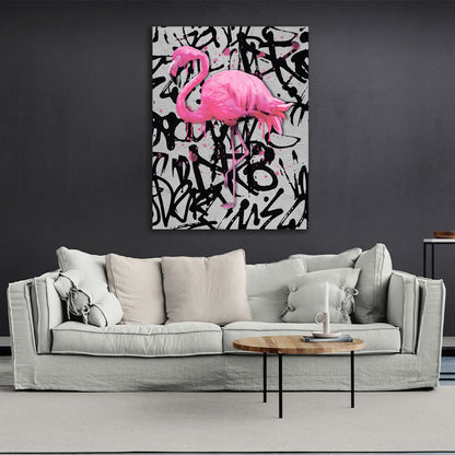 For home Pink flamingo Canvas Wall Art Print