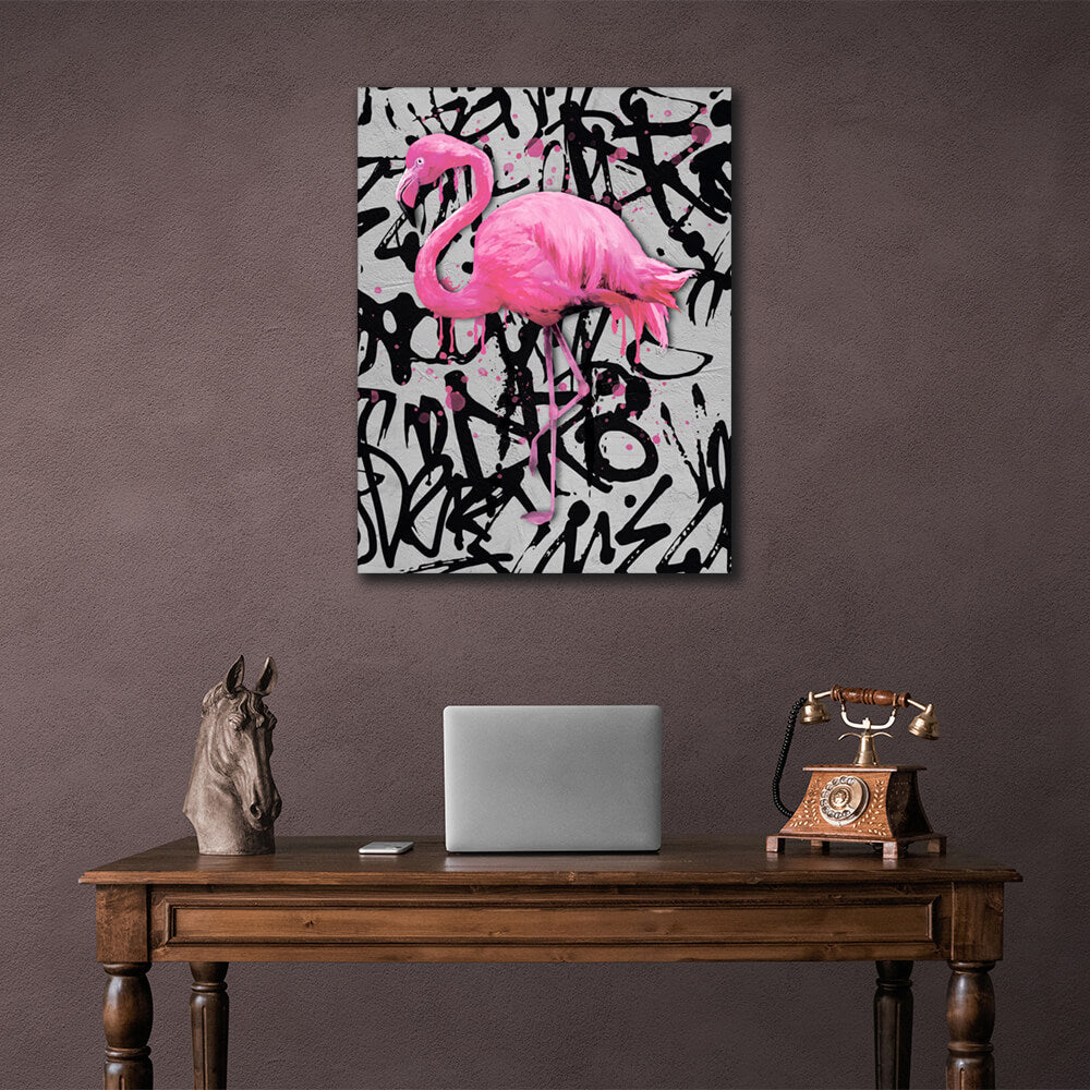 For home Pink flamingo Canvas Wall Art Print