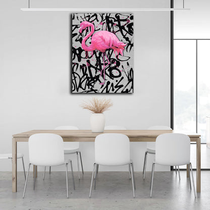 For home Pink flamingo Canvas Wall Art Print