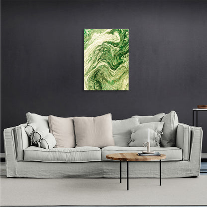 Abstraction vertical in shades of green Abstraction Canvas Wall Art Print