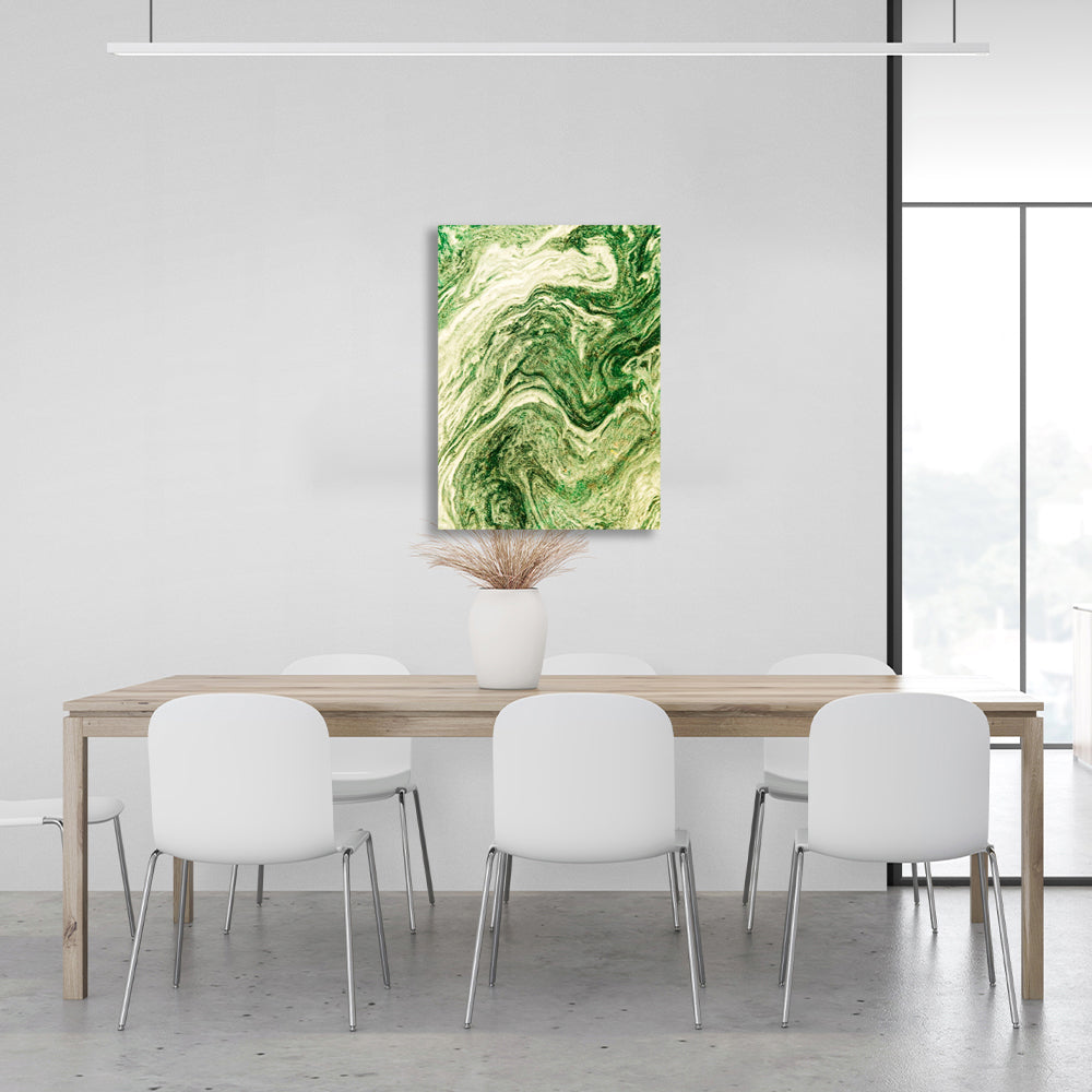 Abstraction vertical in shades of green Abstraction Canvas Wall Art Print