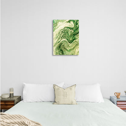 Abstraction vertical in shades of green Abstraction Canvas Wall Art Print