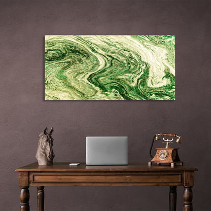 Abstraction horizontal in shades of green Abstraction Canvas Wall Art Print