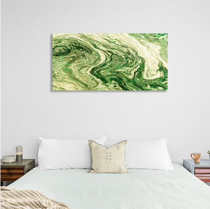 Abstraction horizontal in shades of green Abstraction Canvas Wall Art Print