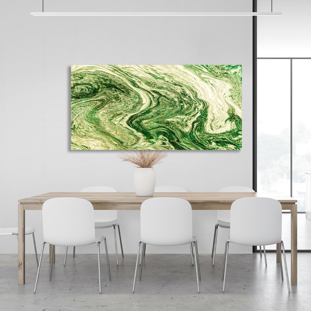 Abstraction horizontal in shades of green Abstraction Canvas Wall Art Print