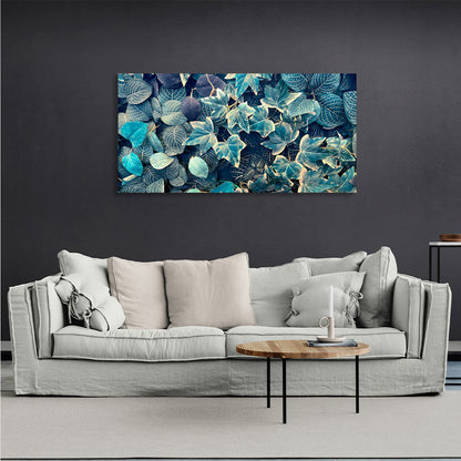 Blue ivy and fittoni leaves Canvas Wall Art Print