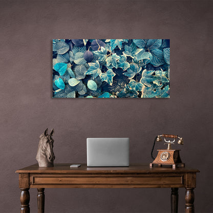 Blue ivy and fittoni leaves Canvas Wall Art Print