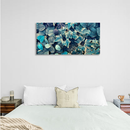 Blue ivy and fittoni leaves Canvas Wall Art Print