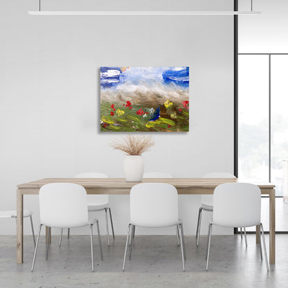 Interior abstract field with flowers Canvas Wall Art Print