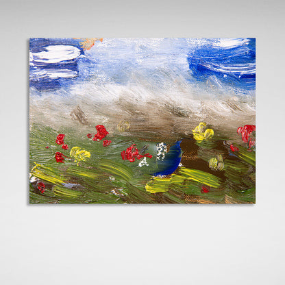 Interior abstract field with flowers Canvas Wall Art Print