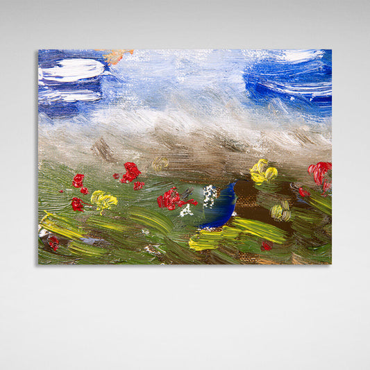 Interior abstract field with flowers Canvas Wall Art Print